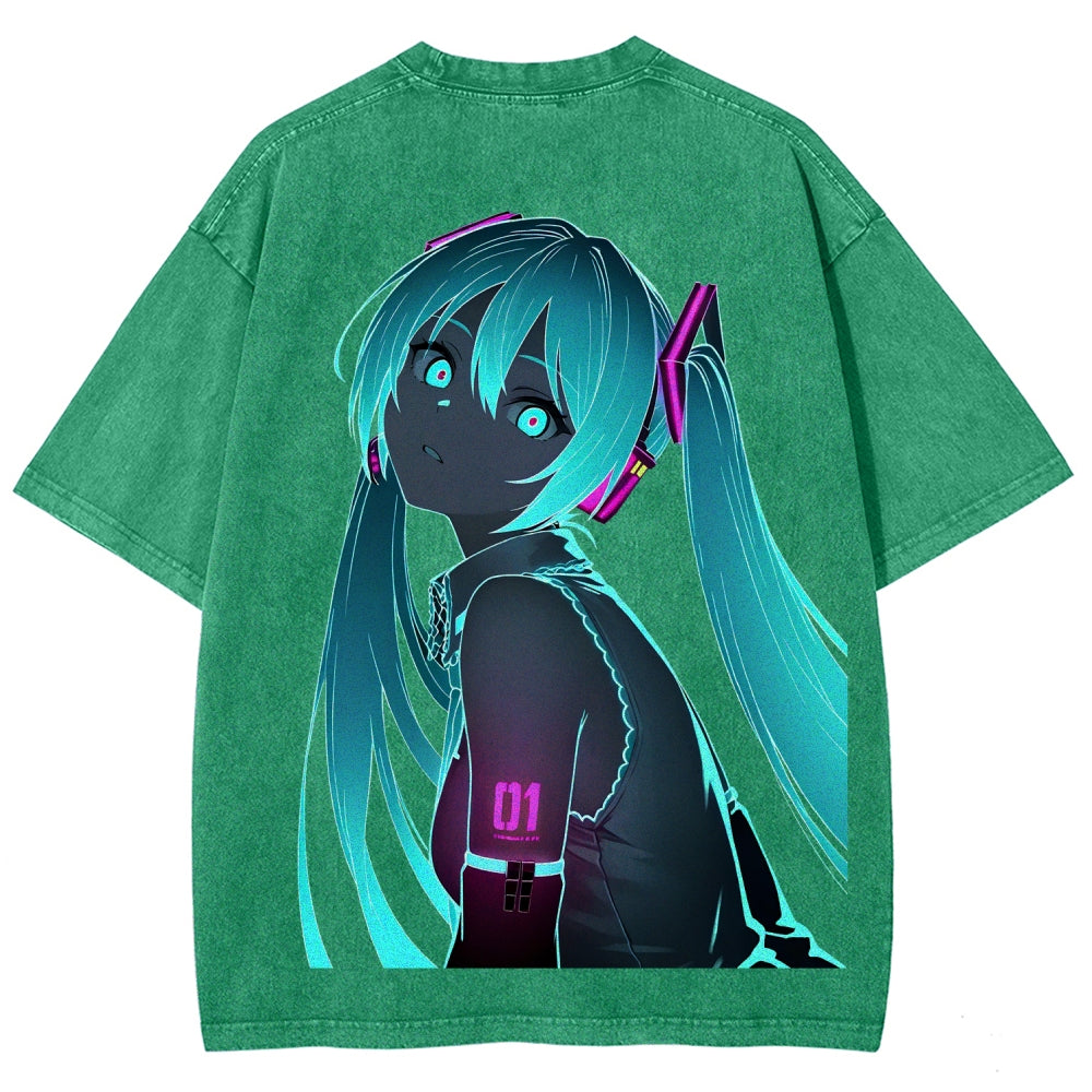 Hatsune Miku Unisex Fit Washed T-Shirt 2604014874