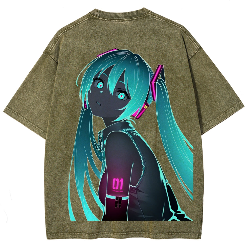 Hatsune Miku Unisex Fit Washed T-Shirt 2604014874