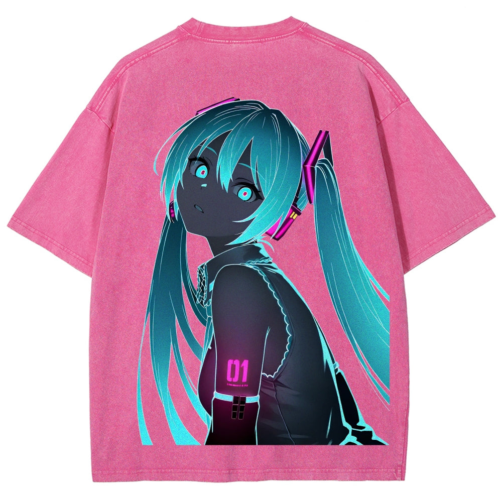 Hatsune Miku Unisex Fit Washed T-Shirt 2604014874
