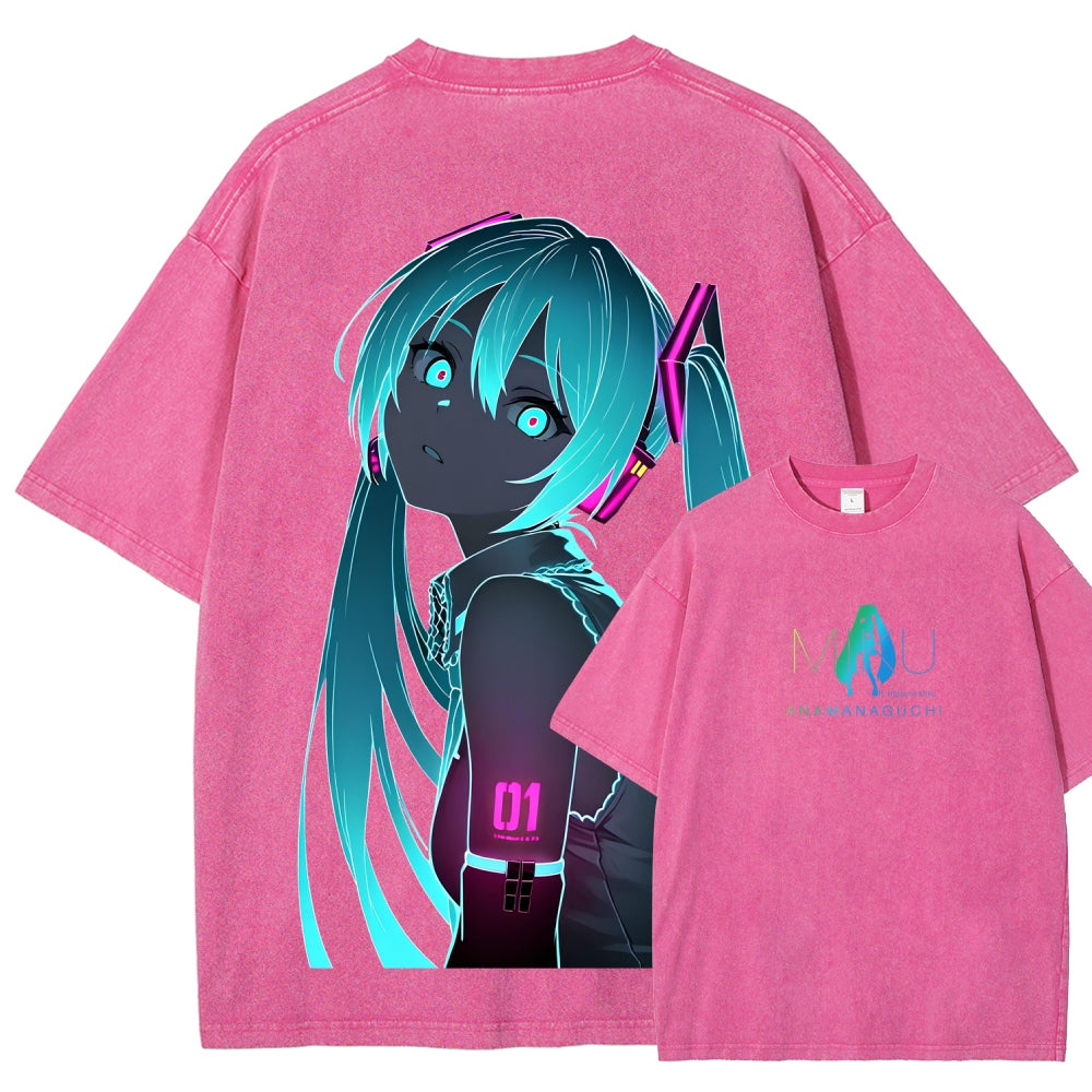 Hatsune Miku Unisex Fit Washed T-Shirt 2604014874