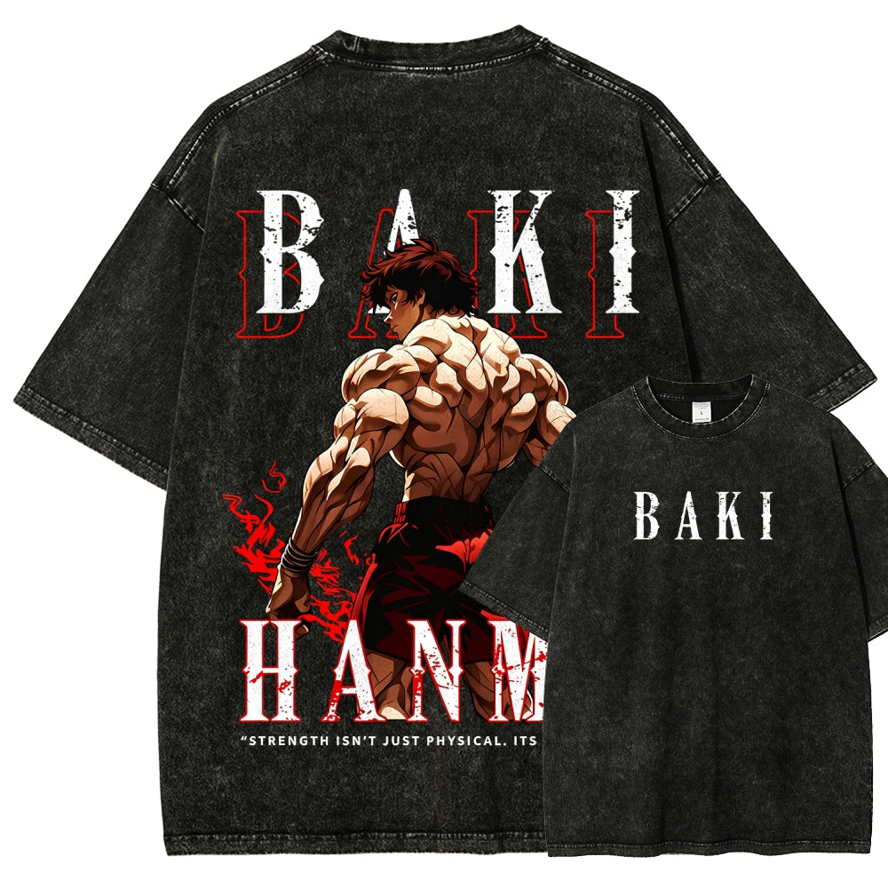 Baki hanma Unisex Fit Washed T-Shirt 2606007725