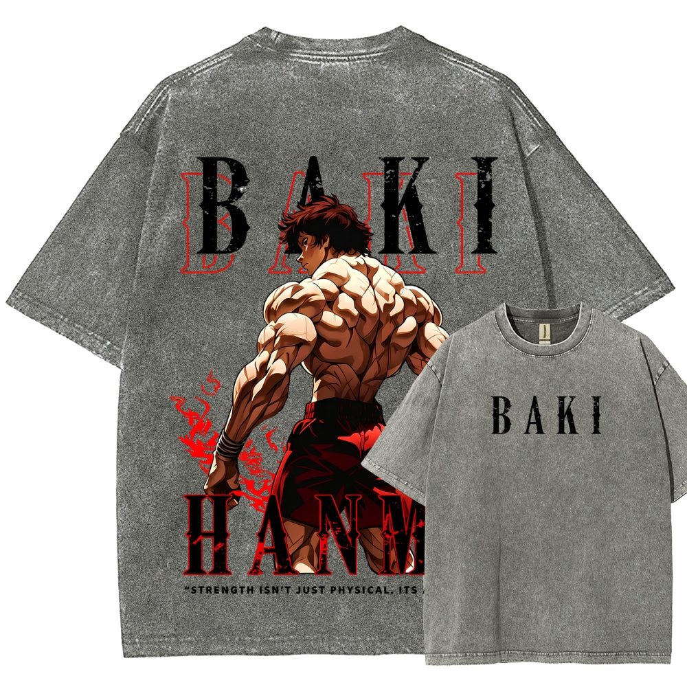 Baki hanma Unisex Fit Washed T-Shirt 2606007725