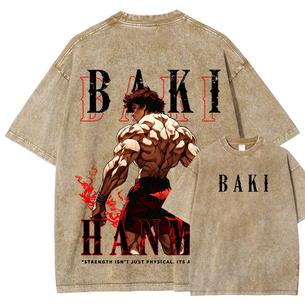 Baki hanma Unisex Fit Washed T-Shirt 2606007725