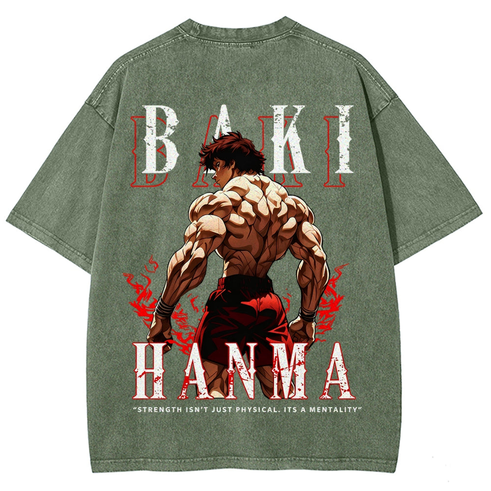 Baki hanma Unisex Fit Washed T-Shirt 2606007725