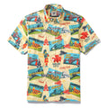 Men's Hawaiian Shirt Heritage Railway Scotland Print 1940s Vintage Short Sleeve Aloha Shirt