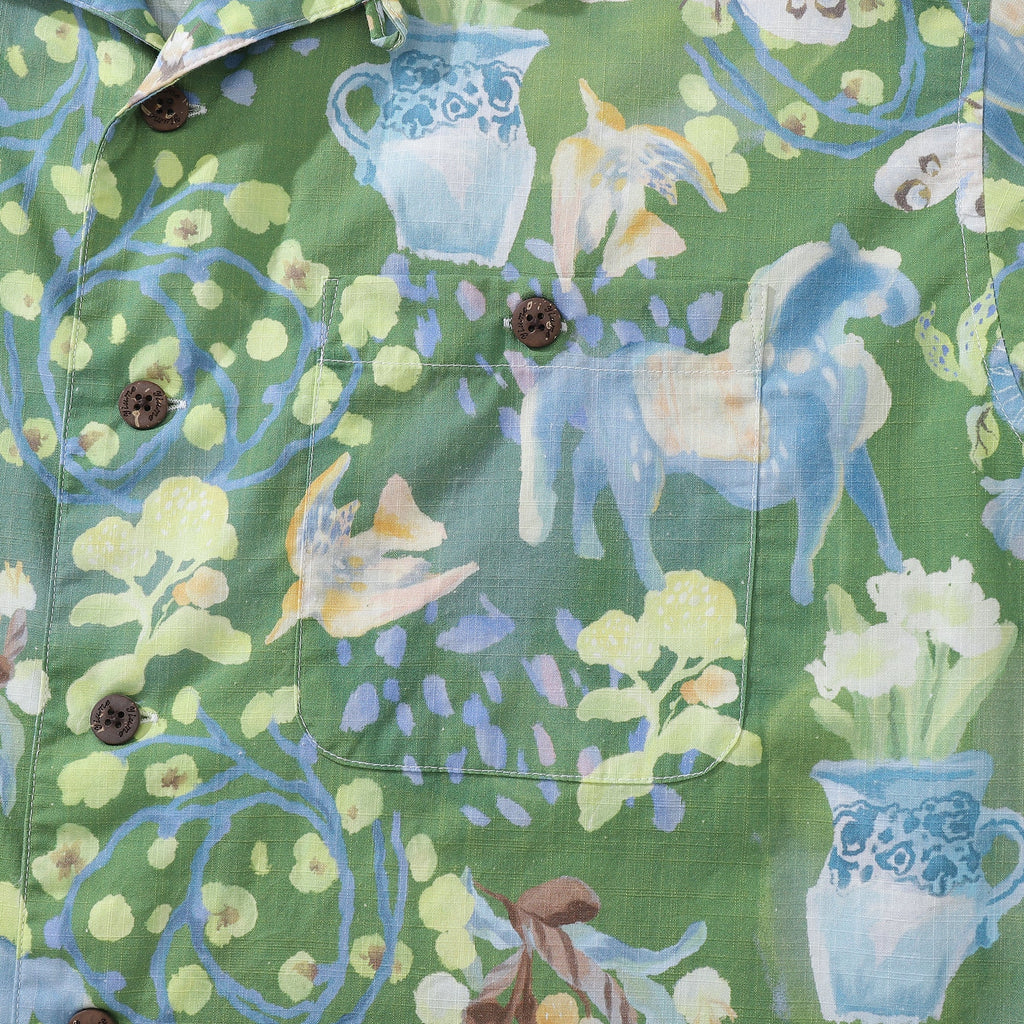 Men's Hawaiian Shirt Fantasy Garden Print Cotton Button-down Short Sleeve Aloha Shirt